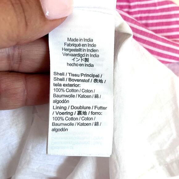 J Crew Smocked Tiered Ruffle Dress Size M Pink Nautical Preppy New England India - Picture 10 of 11